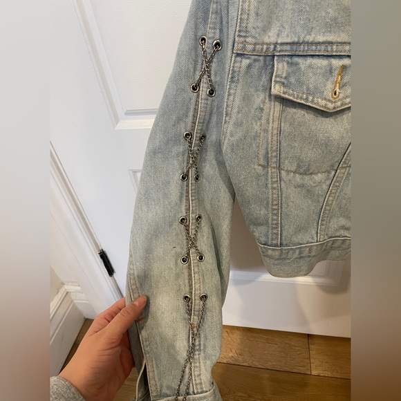 Vintage 90s Santana parasuco jean denim jacket with chain detail - Picture 5 of 12